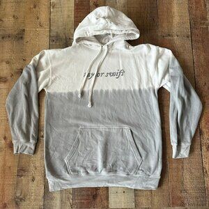 Taylor Swift Folklore Album Hoodie S Dip-Dye Gray & White Cotton/Polyester